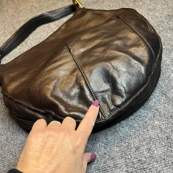 Sigrid Olsen Hobo Shoulder Handbag Brown Leather Pockets Magnetic Classic Lined - Picture 4 of 11